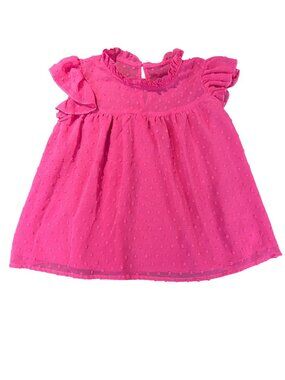 SHEIN Girls Fuschia Fluttered Sleeves Textured Lined Blouse Size 10Y (SKU: 186G)